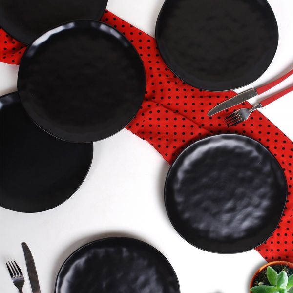 Matte Black Organic Cake Plate 20 Cm 6 Pieces | ceramics