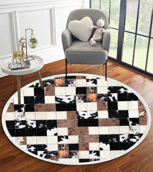 Birkilim Yuvarlak Yıkanabilir Dekoratif Halı İpeksi Kaymaz Taban | MLN-IP-YU-HT-1030