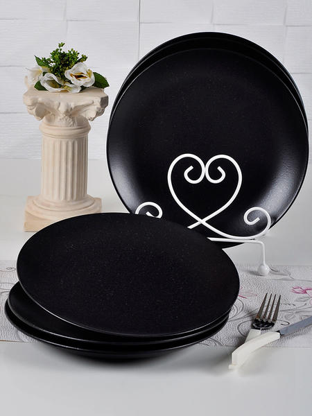 Ege Mat Black Service Plate 25 Cm 6 Pieces | Keramika