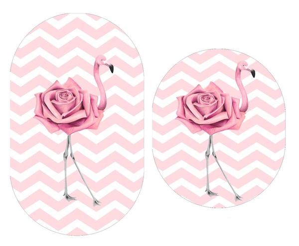 Bayev Gül Flamingo Oval 2`li Banyo Paspas Seti Klozet Takımı 1794 01