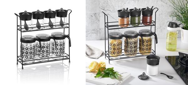 Bayev HN-2501 طقم توابل فاخر مكون من 8 قطع مع حامل