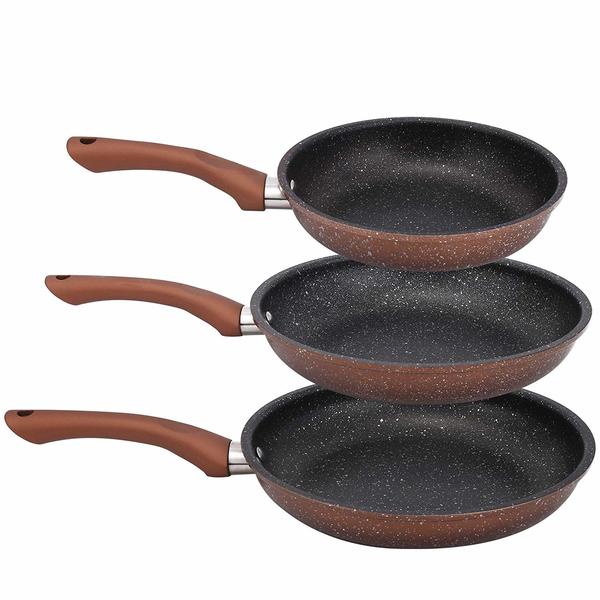 Shov 3'lü Tava Seti Seramik Kaplama | İndüksiyonlu | Kahverengi