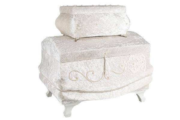 Dekonaz 2'li Süslemeli Çeyiz Sandığı | Beyaz | By-sdkast09w