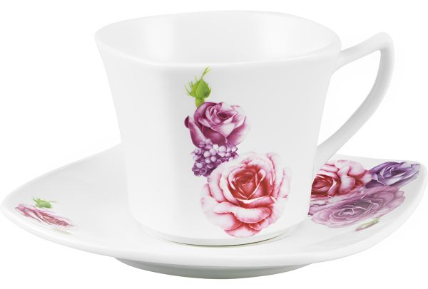 Güven Home 12 Parça Küçük Kahve Fincan Seti Porselen 100ml | Mor Pembe