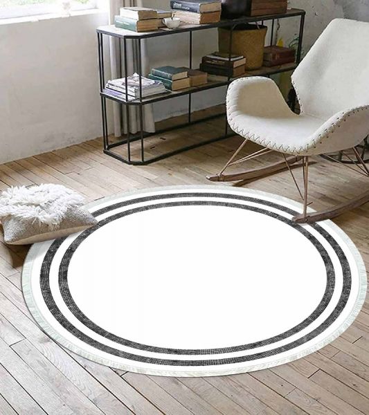 Birkilim Yuvarlak Yıkanabilir Dekoratif Halı İpeksi Kaymaz Taban | MLN-IP-YU-SD-301