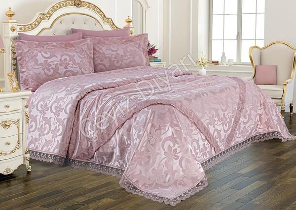 Fransız Güpürlü Çeyizlik Pike Takımı Yağmur Pudra