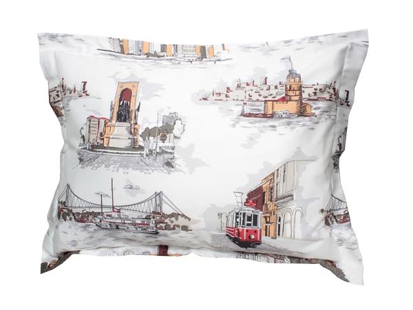 Taie d'oreiller en satin de coton à motifs Istanbul
