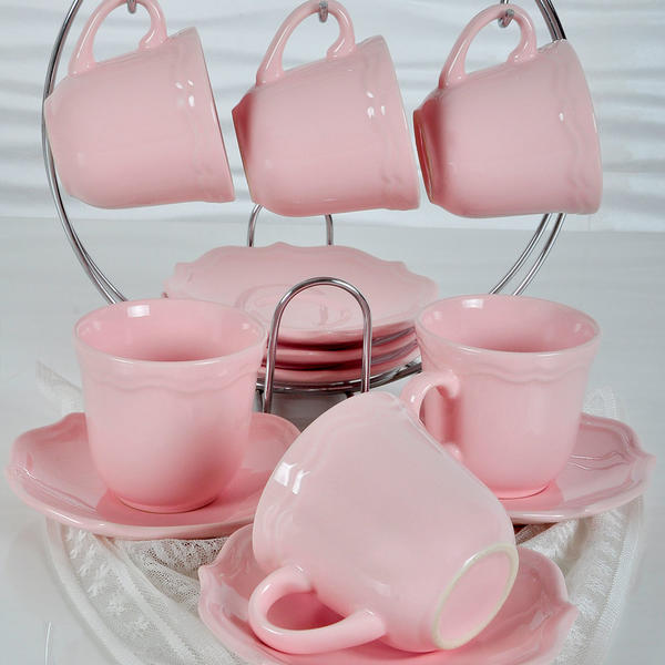 Light Pink Romeo Tea Set for 6 | Keramika