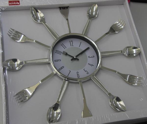 Schäfer "Çatal-Kaşık" Duvar Saati | Gümüş | 70457