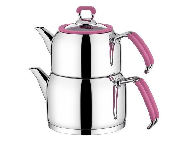 Taç Keyf-i Dem Orta Boy Çaydanlık | Pembe | TAC-5826