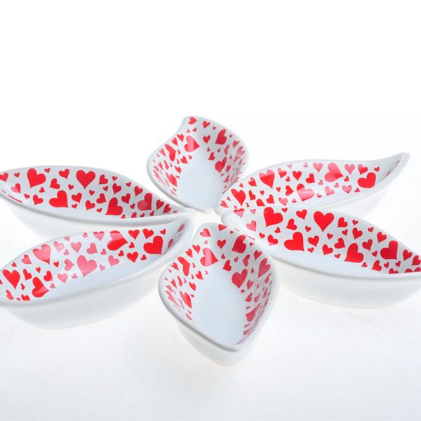 Keramira Kırmızı Yaprak Çerezlik 12 Cm 6 Adet | Keramika