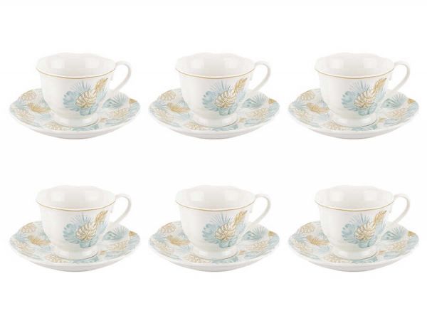 Tantitoni | 6lı Leaves New Bone Kahve Fincan Takımı