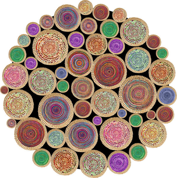 Kozzy Home Tapis rond à base de cuir lavable 6431 100x100