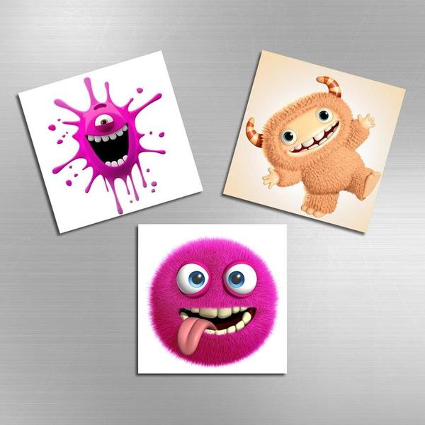 Dekonaz | 3tlg | Kühlschrankmagnete | Zeichentrickfiguren | Die Monster AG 4 | Dekoartikel | Rosa & Braun | MAG-1046