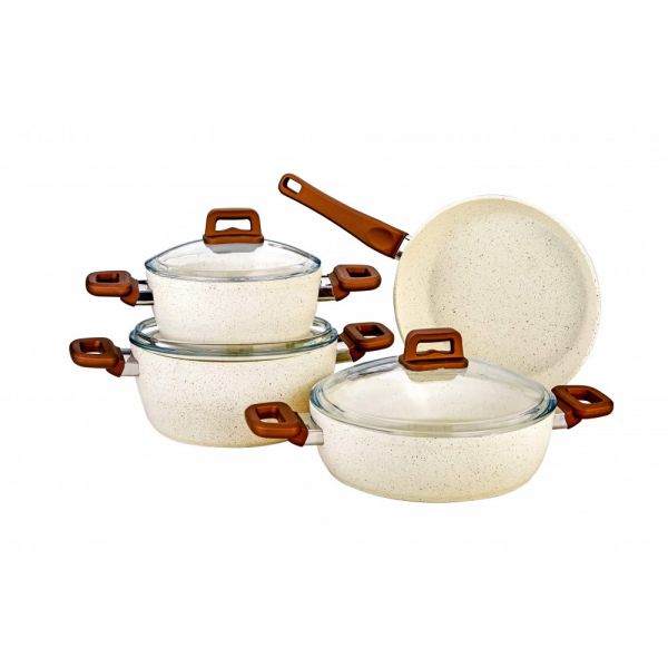 la vie d'Oz | Ensemble de granit crème 7 pièces Hüma