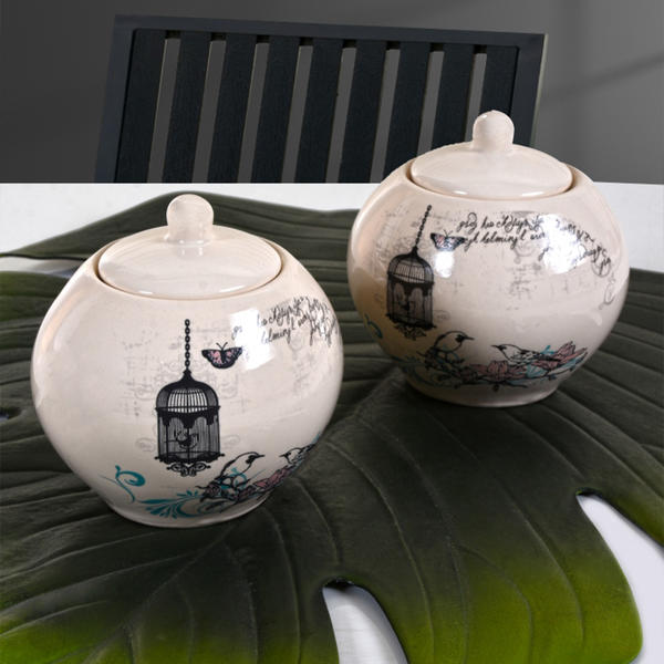 Keramika | 2 Adet Retro Şekerlik 10cm