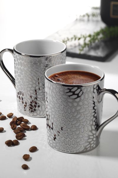 Kütahya Porselen Forest 2 prime;li Mug Bardak Platin 10927
