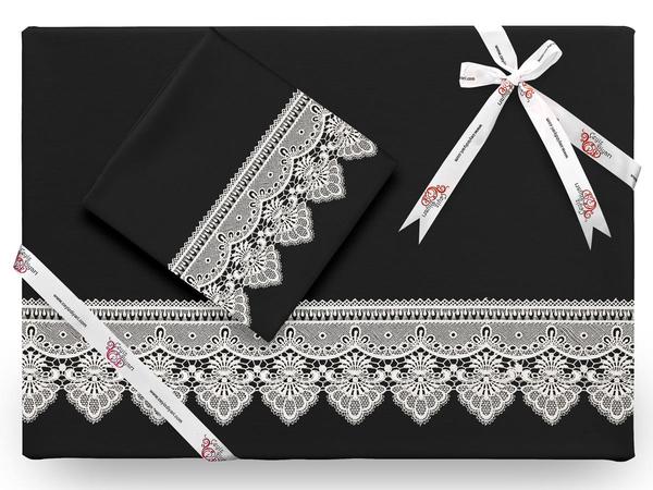 Kristal French Guipure Bettbezug Set Schwarz