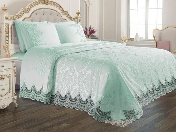 French Guipure Dowry Bridal Set Arus 7 Piece Mint