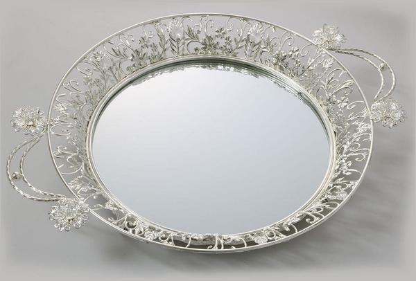 Duygu Yuvarlak Aynalı Tepsi | Gümüş | Dg-9818