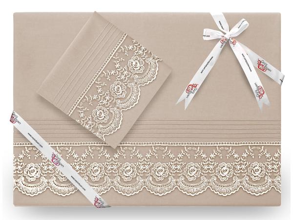 French Lacy Cure Luxus Mitgift Bettbezug Set Cappucino
