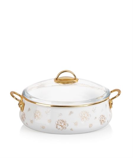 مطبخ اكار | Qualita-Spring Enamel 28 cm إناء أبيض منخفض