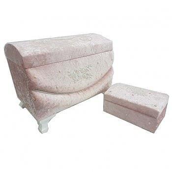 Tuna Kadife 2li Çeyiz Sandığı Pudra