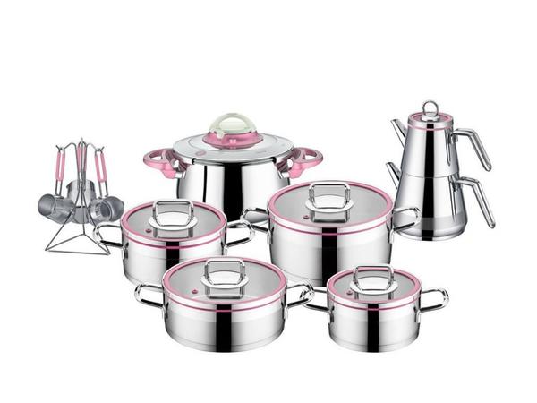 Taç Vita 18 Parça Çeyiz Seti Pembe | Paslanmaz Çelik | TAC-4710