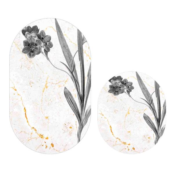 Soley Yaprak Marble Djt. 2 Li Oval Bath Mat Set Closet Set 0542 01