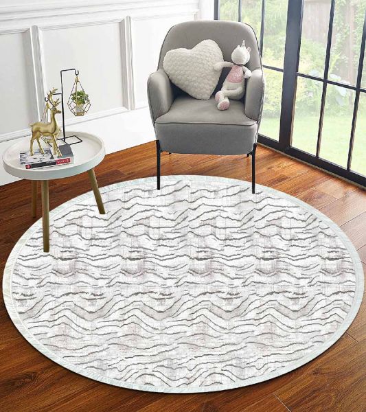 Birkilim Yuvarlak Yıkanabilir Dekoratif Halı İpeksi Kaymaz Taban | MLN-IP-YU-HT-731