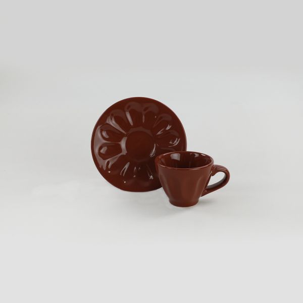 Kahverengi Badem Kahve Takımı 12 Parça 6 Kişilik | Keramika
