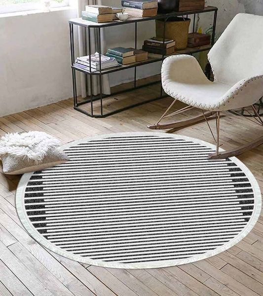 Birkilim Yuvarlak Yıkanabilir Dekoratif Halı İpeksi Kaymaz Taban | MLN-IP-YU-SD-318