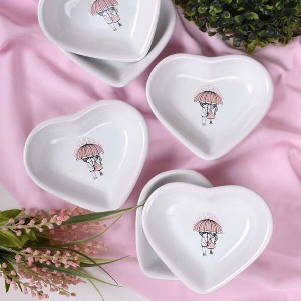 Keramira Bol à Collation Coeur Blanc 14 Cm 6 Pièces | Keramika