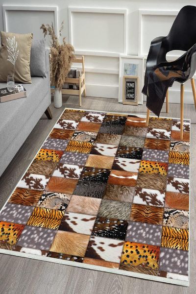 Birkilim Yıkanabilir Dekoratif Halı İpeksi Kaymaz Taban | MLN-IP-HS-451