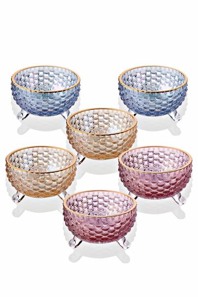 6-teiliges 3-Bein-Glanz- und vergoldetes Luxus-Keks-Präsentationsset