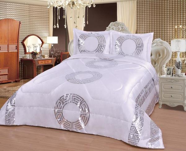 Dematex Saten Yatak Örtüsü Seti Sultan Çift Kişilik Beyaz