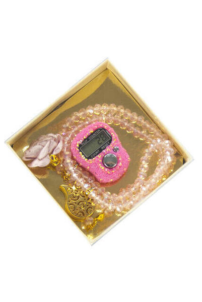 طقم زكرماتيك ومسبحة - وردي