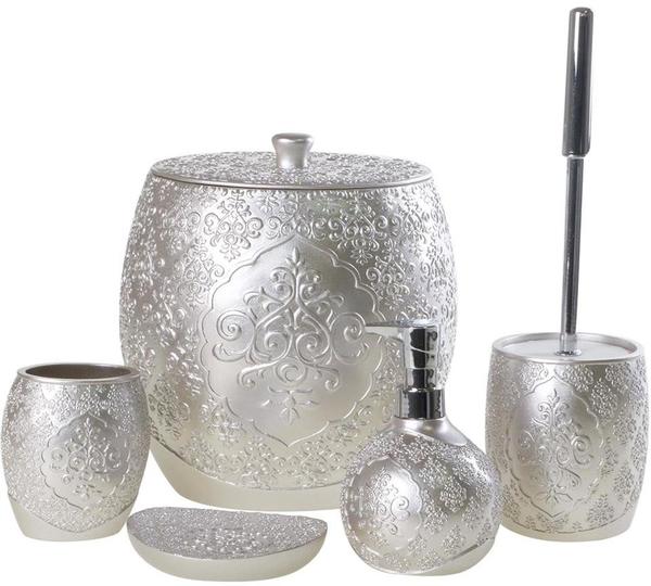 Noble Life Elegant Kokulu Banyo Takimi 5 Parca Gri Gümüs