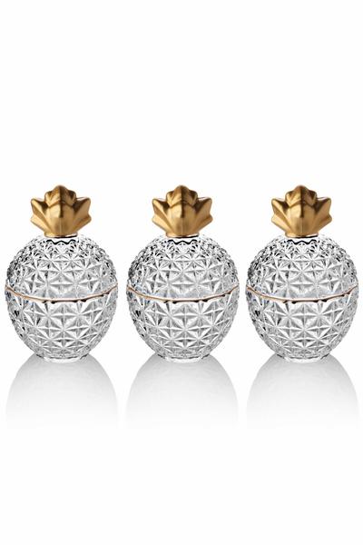 3 étagères à épices dorées en forme d'ananas et ensembles de rangement