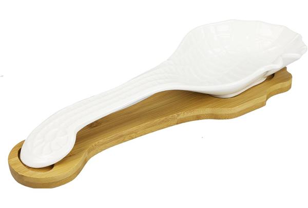 Duygu Bambu ve Porselen Kaşıklık | Yaprak Form | Dg-6220