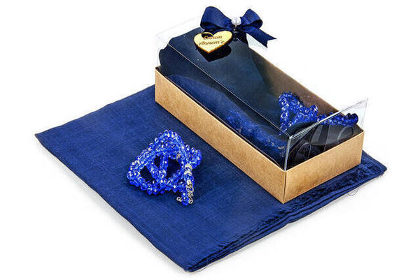 Mevlid Geschenkset - Rosenkranz - Überzogen - Marineblaue Farbe