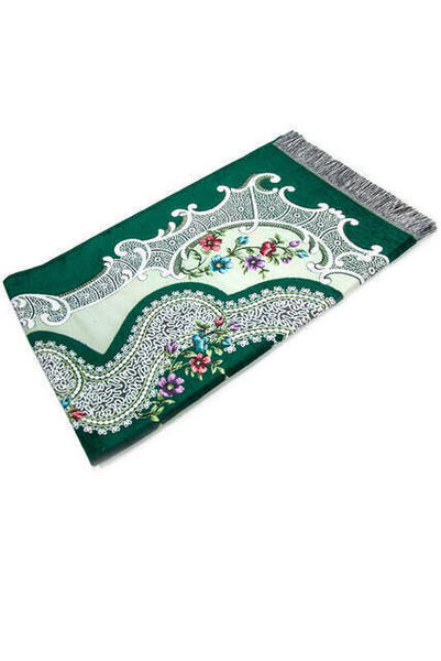 سجادة صلاة الشنيل الوردية - لون أخضر