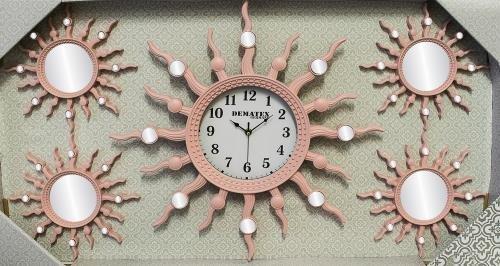 Dematex Dekoratif Aynalı 5 Parça Duvar Saati | Pembe | 150CT065-rosa