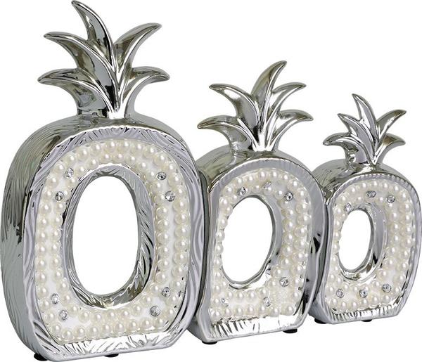 Burcu 3'lü İnci Süslemeli Dekoratif Ananas Figürü
