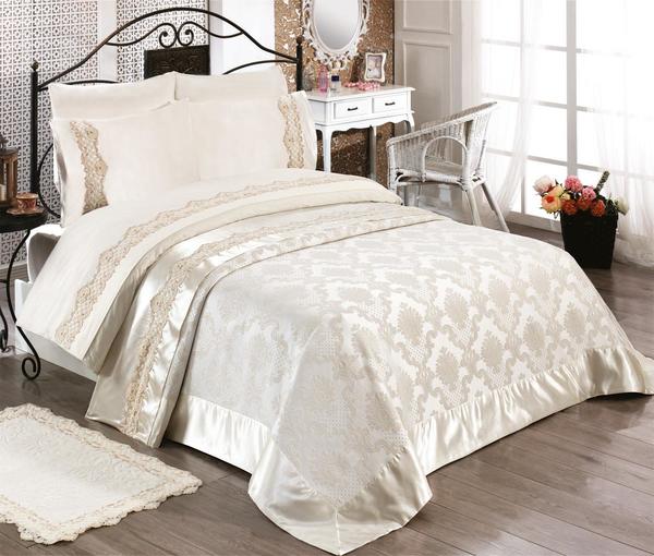 Fransız Güpürlü Çeyizlik Pike Takımı Dior Krem