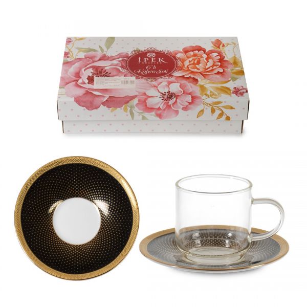 GPB13 & LA-10 PORS # OG-6484 SCHWARZ # BOROSILIKAT-KAFFEE-SET 130 ccm | SEIDE-13604