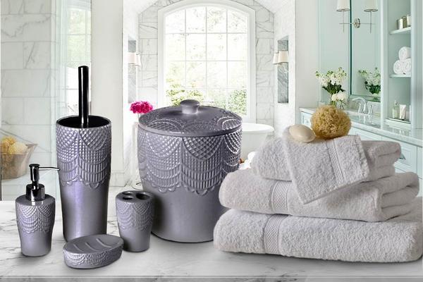 Duygu Gossip Banyo Seti 5 Parça Gri