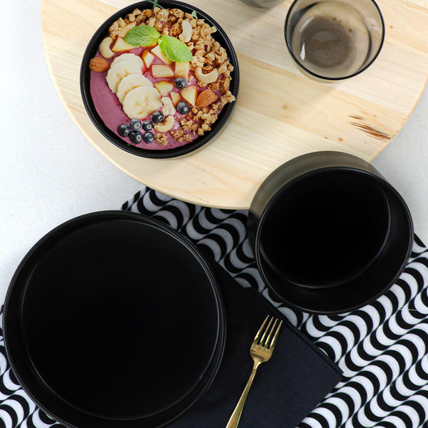 Mat Siyah Stackable Salata/Çerez Seti 3 Parça | Keramika