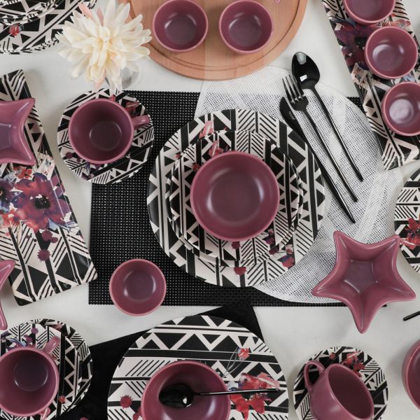 طقم عشاء / فطور ليلك 51 قطعة لـ 6 أشخاص | سيراميك