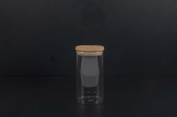 Bayev Bambu Kapak 1100 ML Kare Kavanoz -400903-